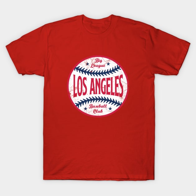 Los Angeles Retro Big League Baseball - Red T-Shirt by KFig21